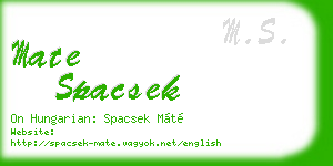 mate spacsek business card